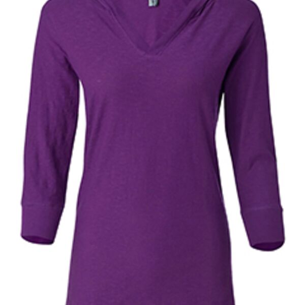 Ladies' 3/4-Sleeve Hooded Slub T-Shirt Thumbnail