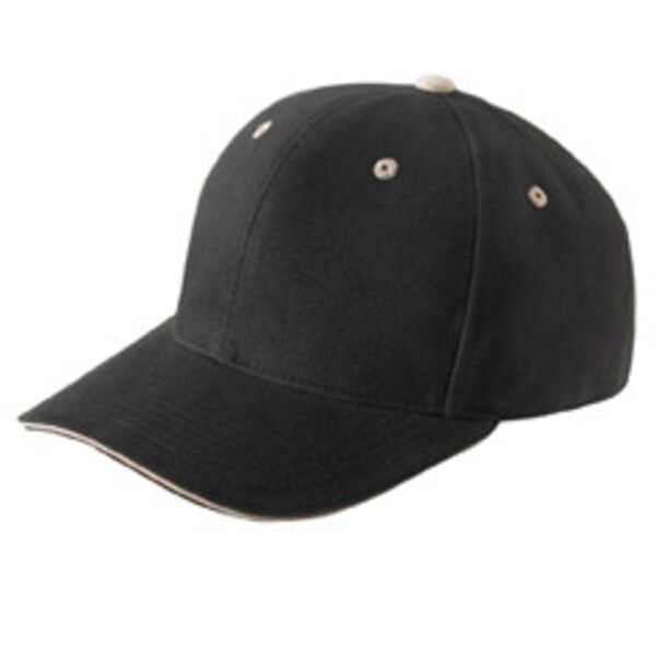 Adult Brushed Cotton Twill 6-Panel Mid-Profile Sandwich Cap Thumbnail