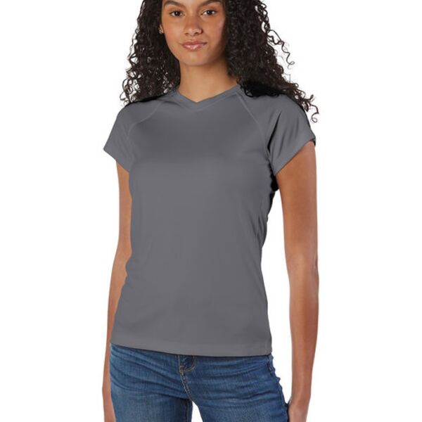 Ladies' 4.1 oz. Double Dry® V-Neck T-Shirt Thumbnail