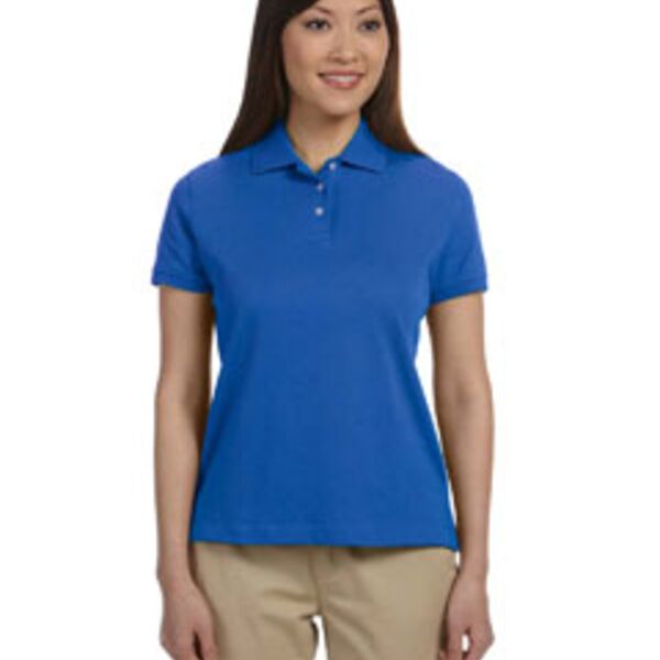 Ladies' Solid Perfect Pima Interlock Polo Thumbnail
