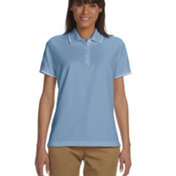 Ladies' Pima Piqué Short-Sleeve Tipped Polo Thumbnail