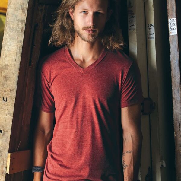 Eco-Jersey™ Feeder Stripe V-Neck T-Shirt Thumbnail