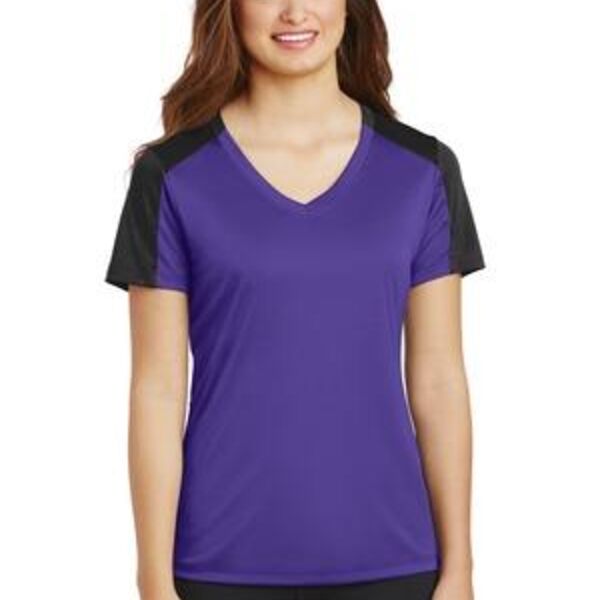 Ladies PosiCharge &#174; Competitor &#153; Sleeve Blocked V Neck Tee Thumbnail