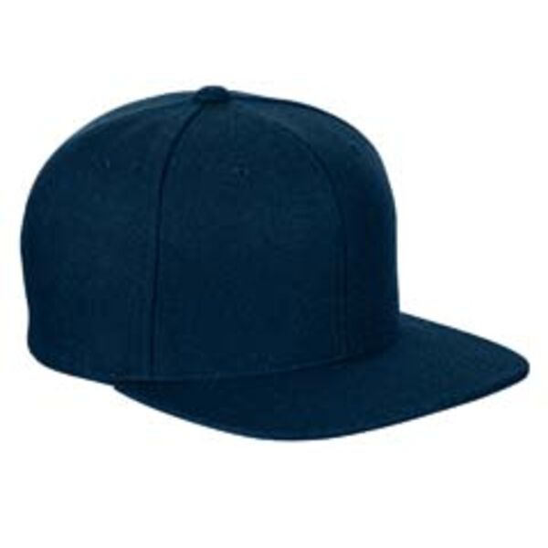 Adult 6-Panel Melton Wool Structured Flat Visor Classic Snapback Cap Thumbnail