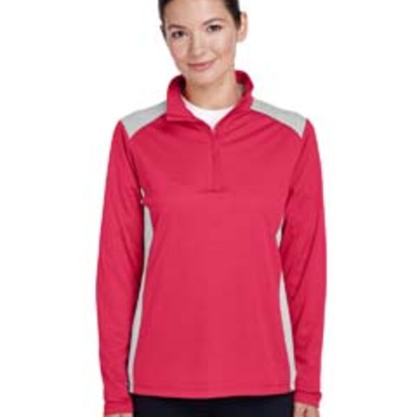 Ladies' Excel Mélange Interlock Performance Quarter-Zip Top Thumbnail