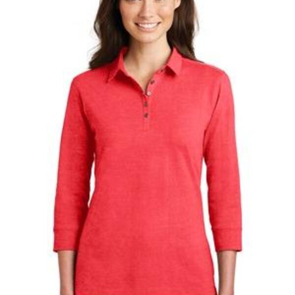 Ladies 3/4 Sleeve Meridian Cotton Blend Polo Thumbnail