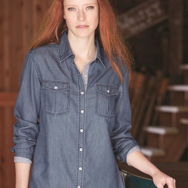 Women's Vintage Denim Long Sleeve Shirt Thumbnail
