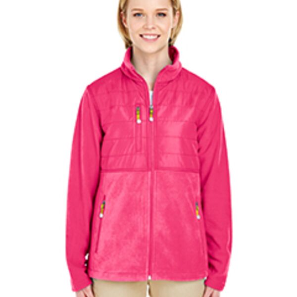 Ladies' Fleece Jacket with Quilted Yoke Overlay Thumbnail