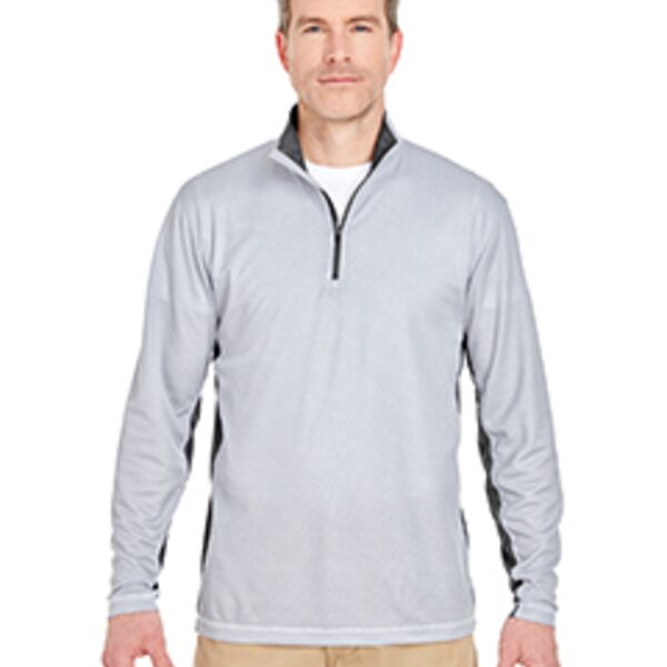 Adult Two-Tone Keyhole Mesh Quarter-Zip Pullover Thumbnail