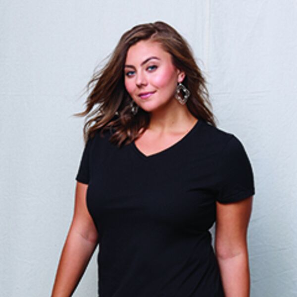 Ladies' JMS 4.5 oz., 100% Ringspun Cotton V-Neck T-Shirt Thumbnail