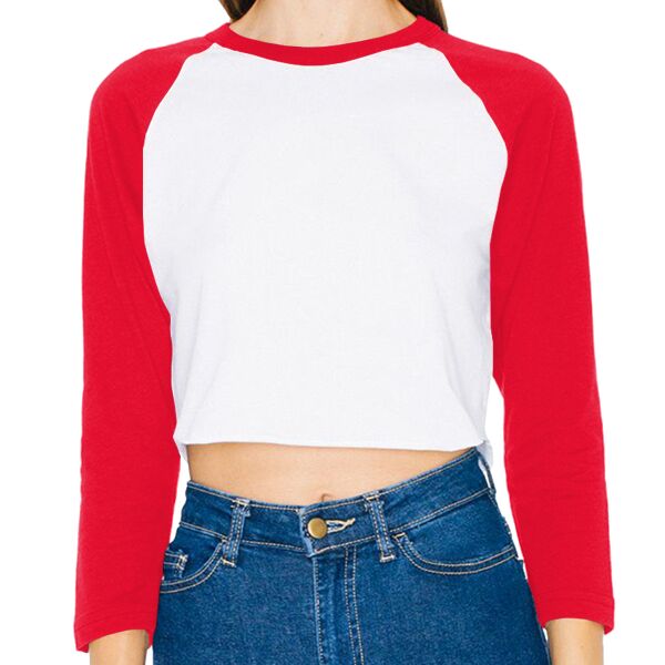 Ladies' Poly-Cotton 3/4-Sleeve Cropped T-Shirt Thumbnail