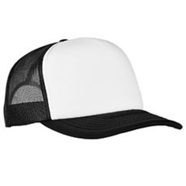 Adult Classics Curved Visor Foam Trucker Cap - White Front Panel Thumbnail